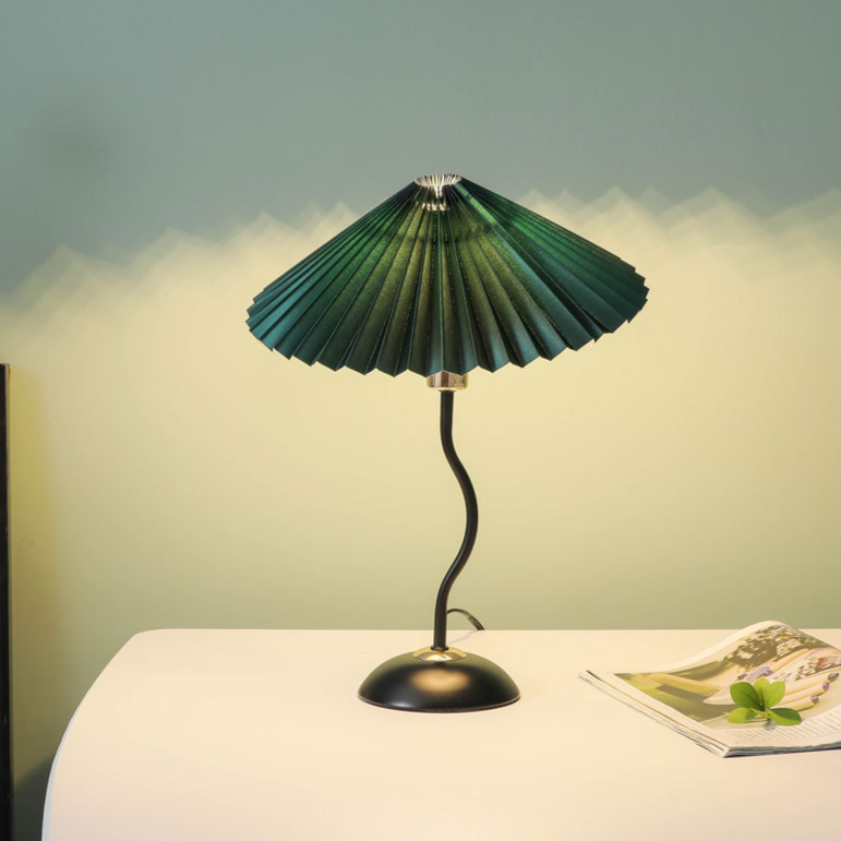 Retro Mid Century Squiggle Pleated Table Lamp