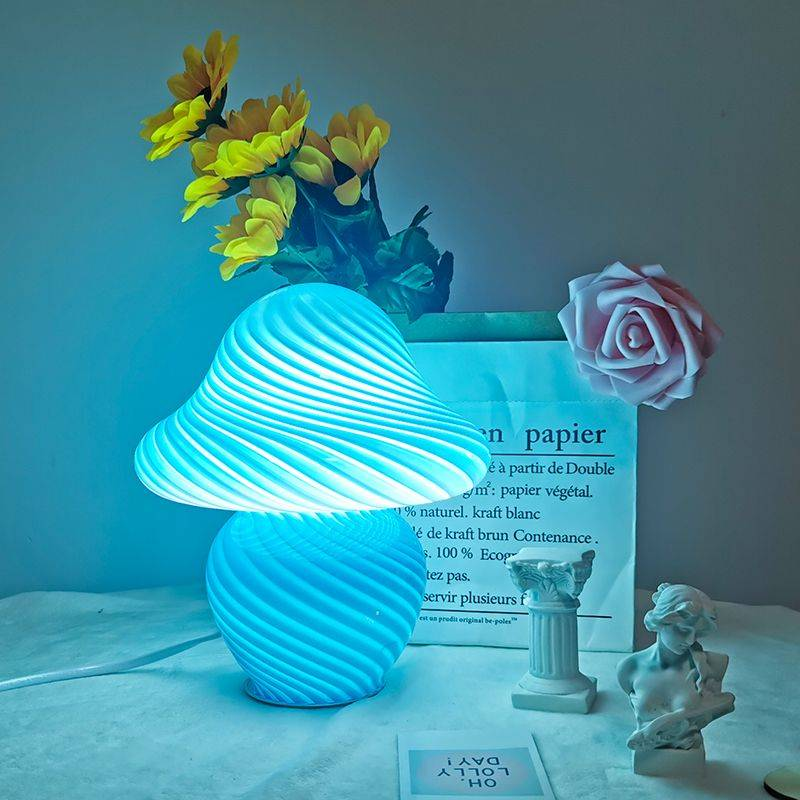2022 New Blue Baby Striped Mushroom Lamp