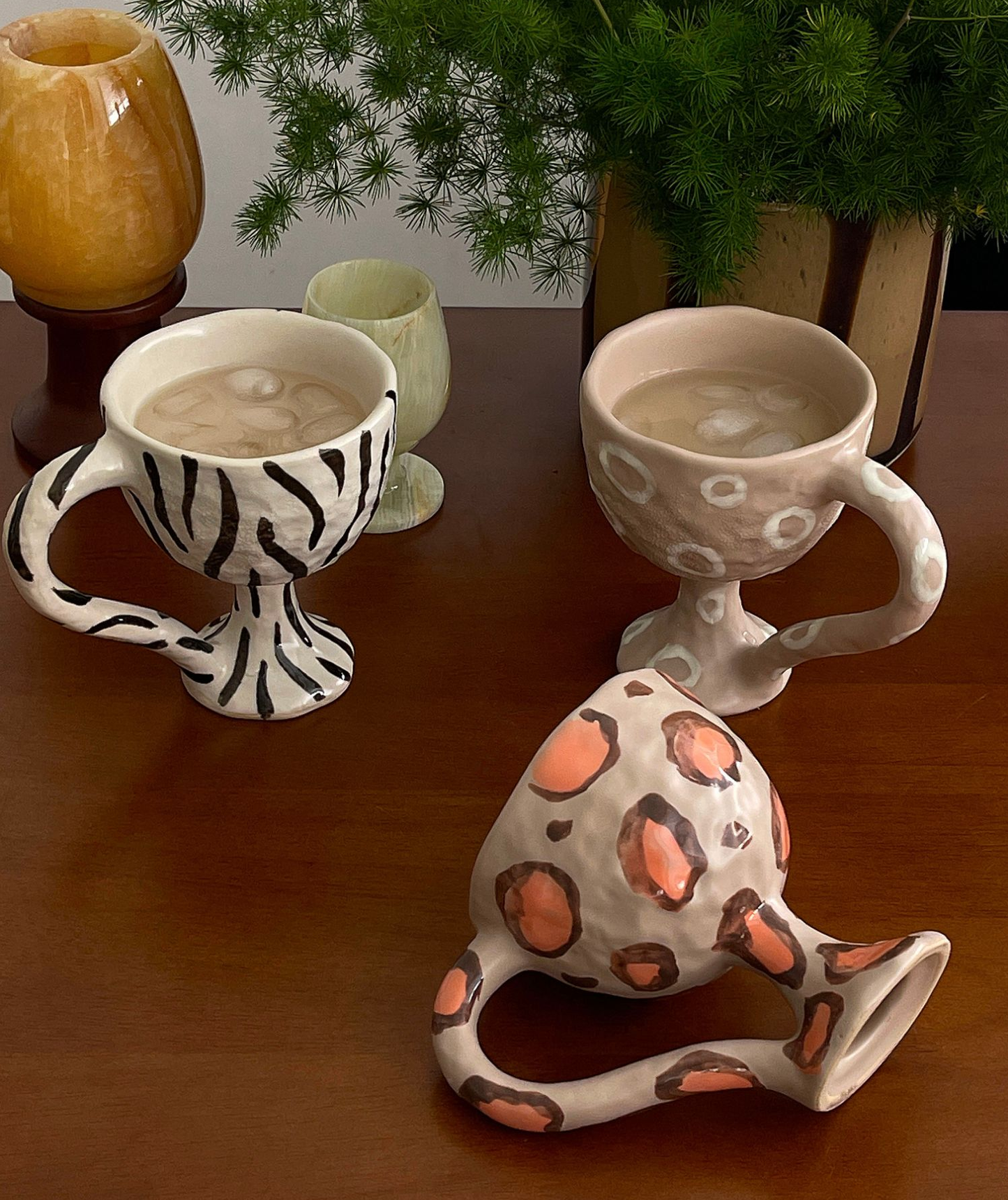 Art Striped Leopard Ceramic Coffee Mugs Hand-painted
