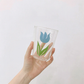 Blue Tulip Glass Cup Heat-resistant for Milk Tea Coffee Latte