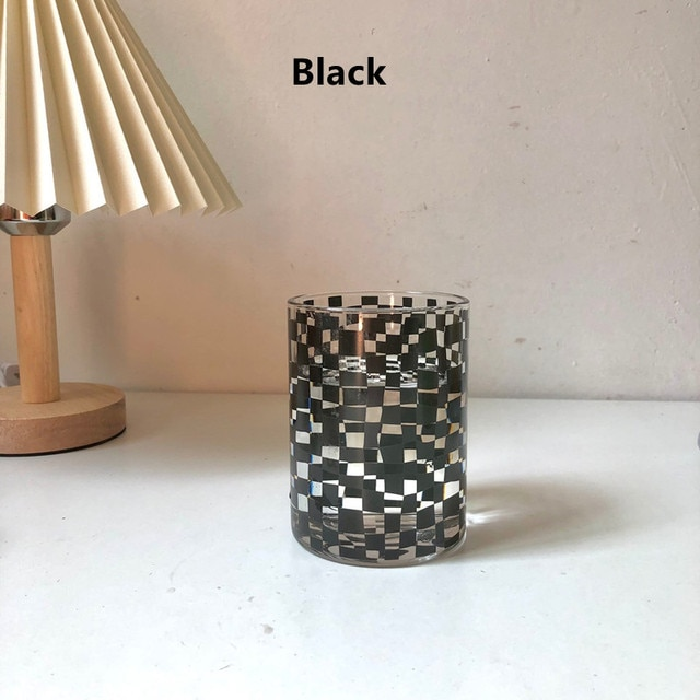 Checkerboard Glass Coffee Cup