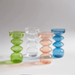 Colorful Retro Abstract Glass Flower Vases, Nordic Bubble Glass Candlestick Holder