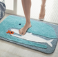 Fluffy Fish Blue Whale Bathmat Doormat, Antislip