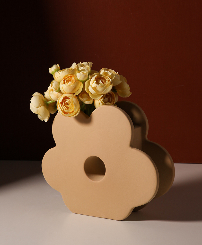 French Style Morandi Matte Ceramic Flower Shape Vases