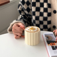 Japanese Pastel Ripple Ceramic Mug, Artsy Chic Handle Coffee Tea Cup