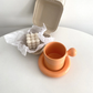 Macaron Pearl Glaze Chubby Ceramic Mug & Matching Saucer