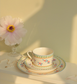 Pastoral Floral Ceramic Coffee Mug and Saucer Set