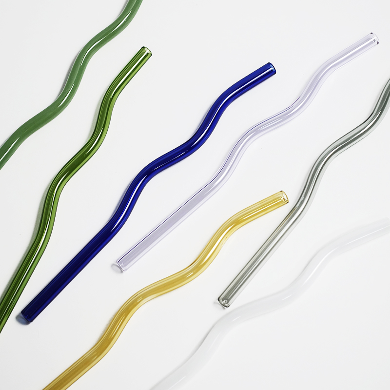 Color Glass Straws Twist Reusable Straws Heat Resistant Glass