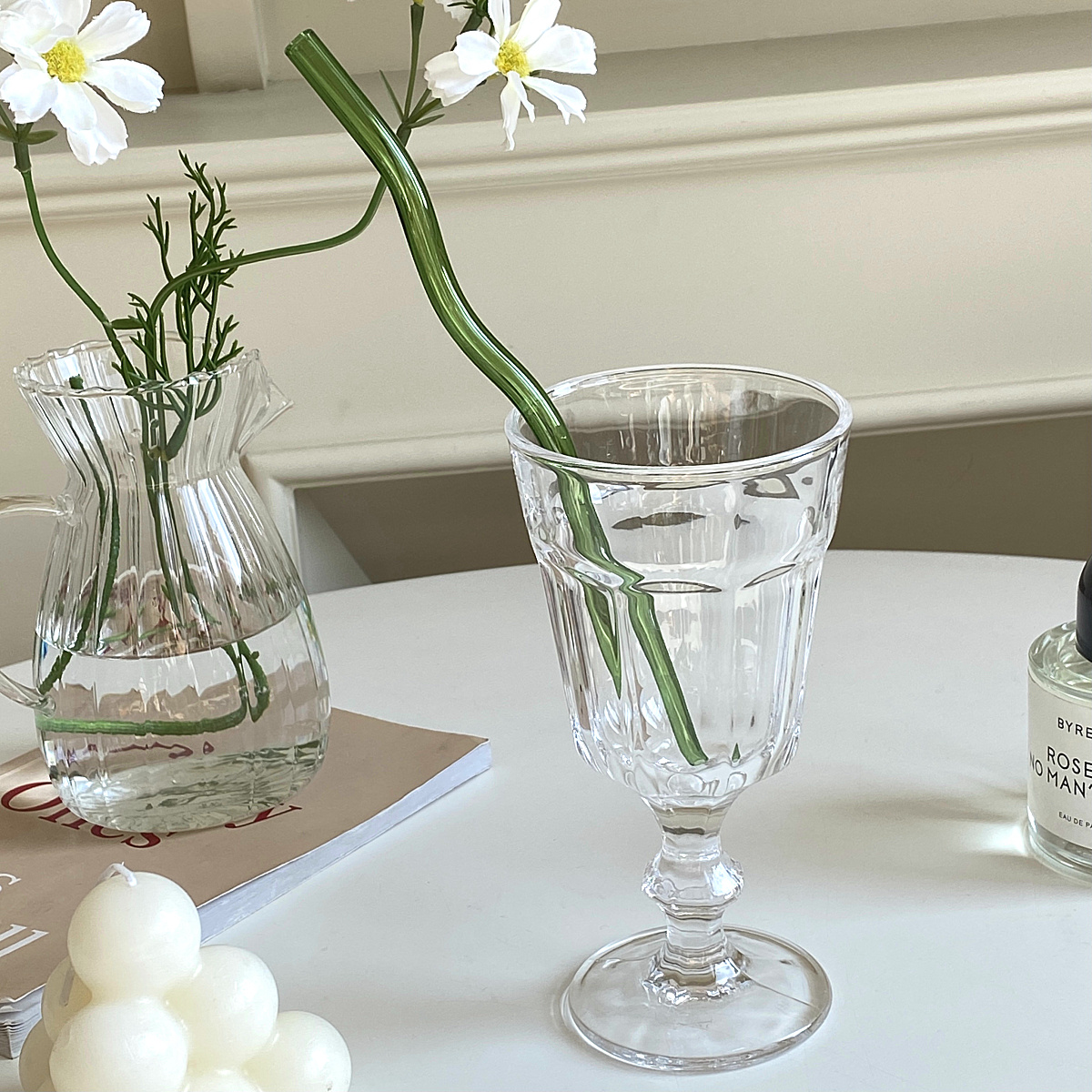 House Artistry Glass Straws Reusable Straws Heat Resistant Glass Straw  Drinking Milk Tea Long Stem Glass