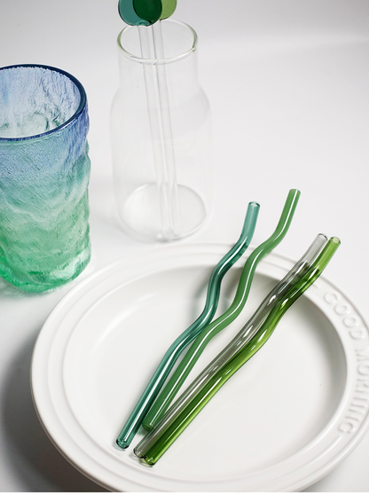 Reusable Heat Resistant Wavy Glass Straw