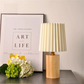 Small Retro Solid Wood Pleated Table Lamp