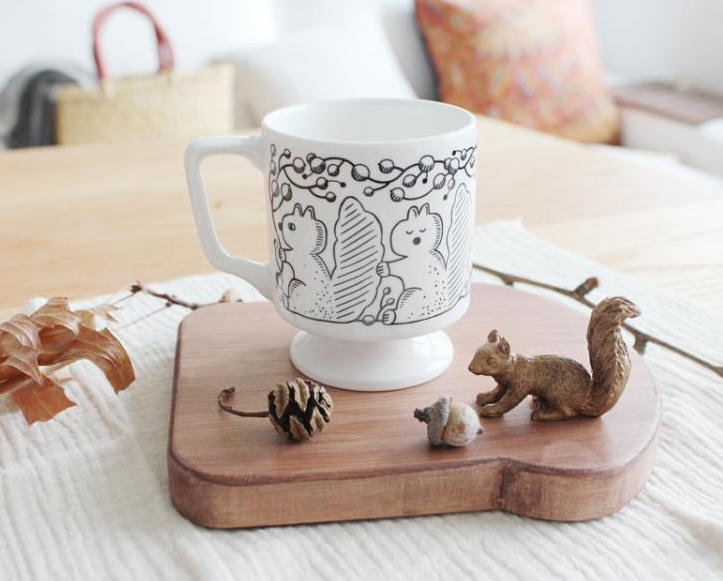 Vintage Squirrel Coffee Mug Saucer Set