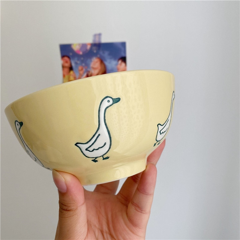 Yellow Duck Creamic Round Plate Bowl Set