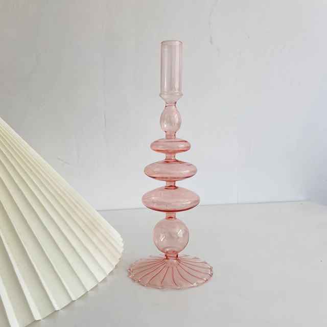 Creative Moroccan Groovy Wavy Colored Glass Candle Holders