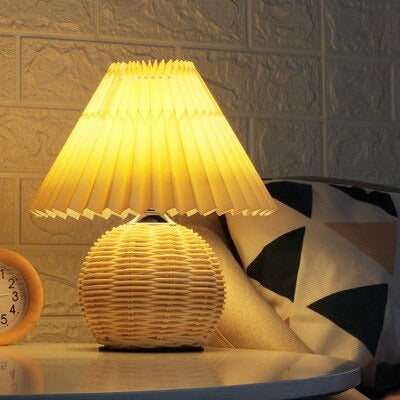 Vintage Korean Rattan Table Lamp