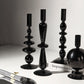 Nordic Retro Black Glass Candle Holders