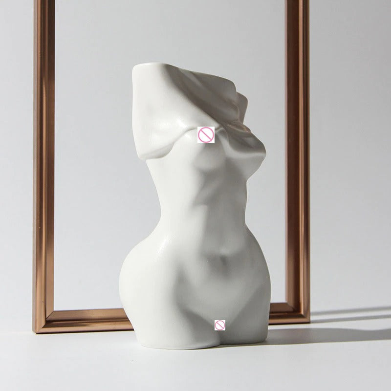 Nordic Human Body Vase, Ceramic Female Sculpture Vase