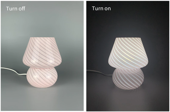 Small Nordic Striped Glass Mushroom Lamp