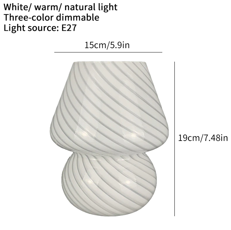 Small Nordic Striped Glass Mushroom Lamp