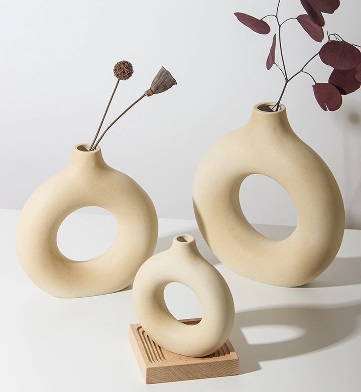 Set of 3 Donut Vase Circular Hollow Vase