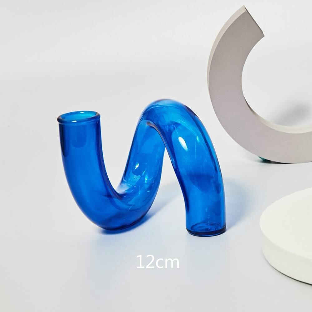 Blue Glass Candle Holders, Nordic Candlerstick Holders