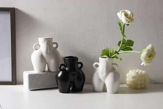 Ceramic Butt Body Vase, Nordic Woman Statue Vase